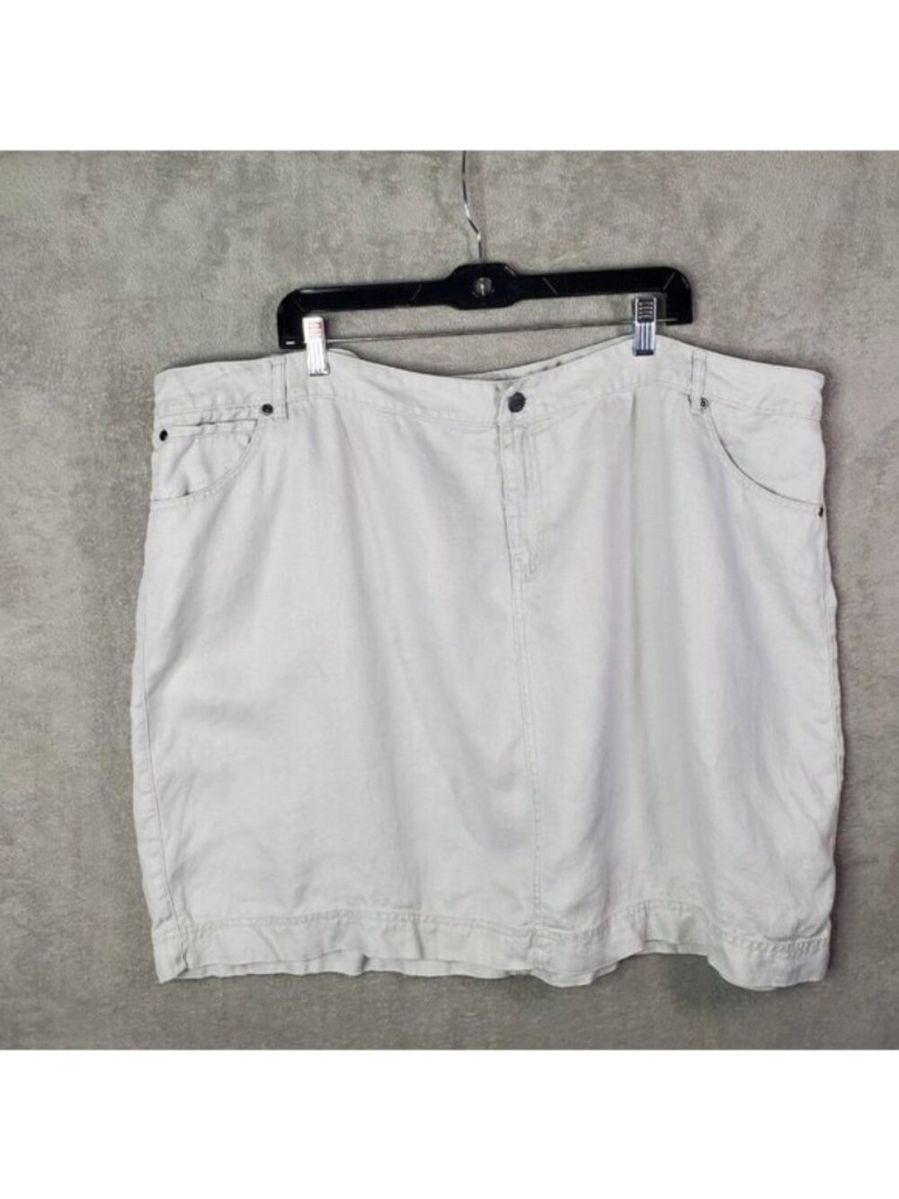 J Jill 26W Plus Size Mini Skirt 100% Linen Button Zip Closure Pockets Gray